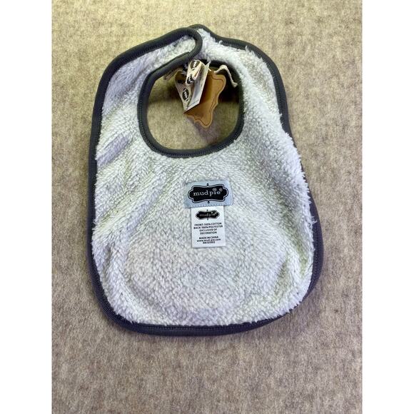 Mud Pie Blue and Gray Striped Football Themed Baby Bib - Picture 4 of 5